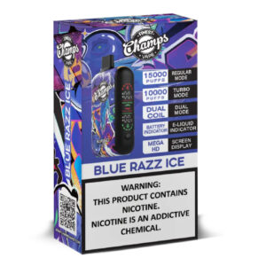 Champs Vape Blue Razz Ice (15000 – 10000 Puffs) Dual Coil