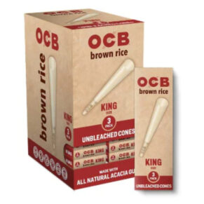 Ocb Brown Rice 3pk King Size Cone