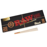 Raw W-wide Black Tips 20pk Pre Rolled