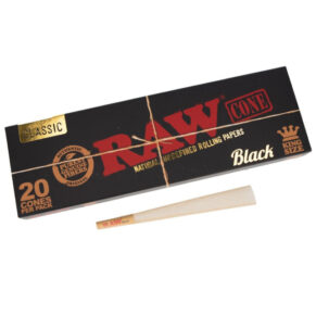 Raw W-wide Black Tips 20pk Pre Rolled